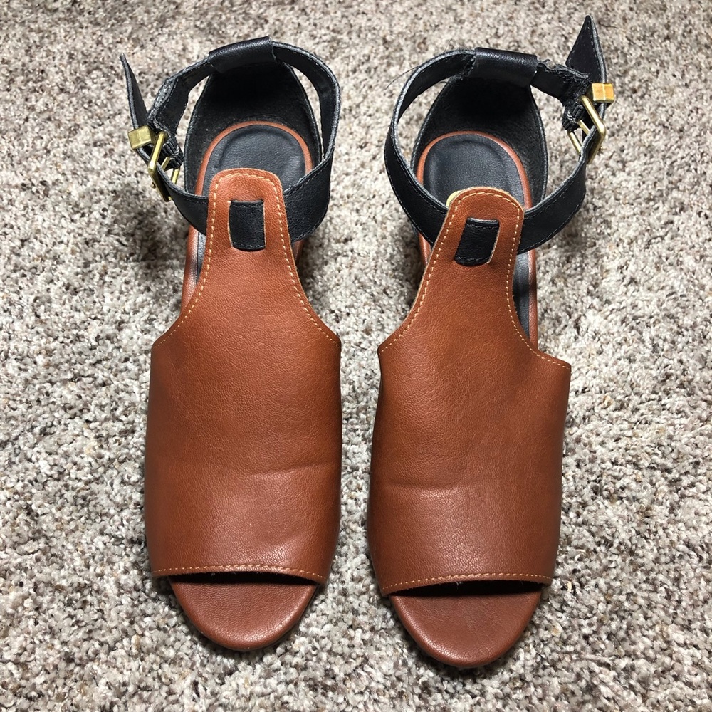 Brown Faux Leather Heels